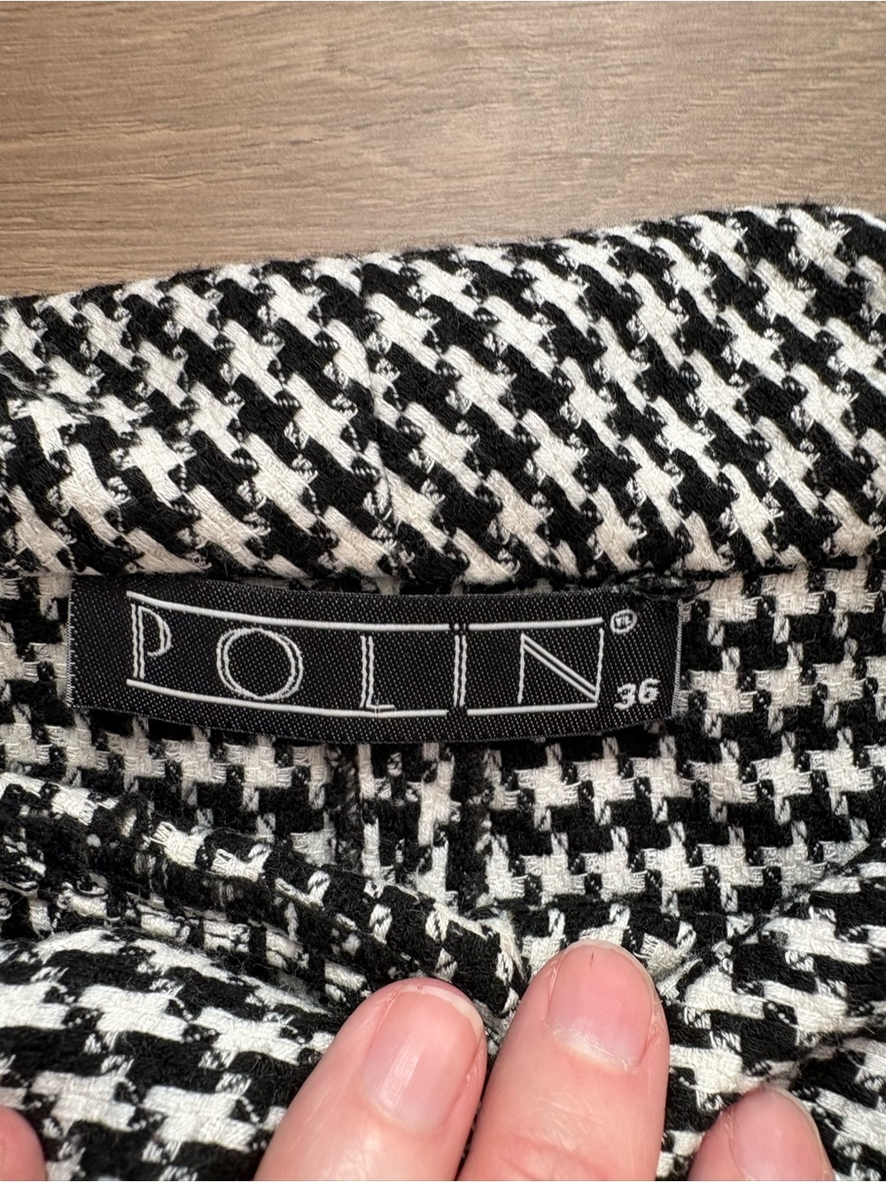 60s Mod Style Houndstooth Short Sleeve Dress with Bow Shawl Collar- size 4 - Picture 6 of 9